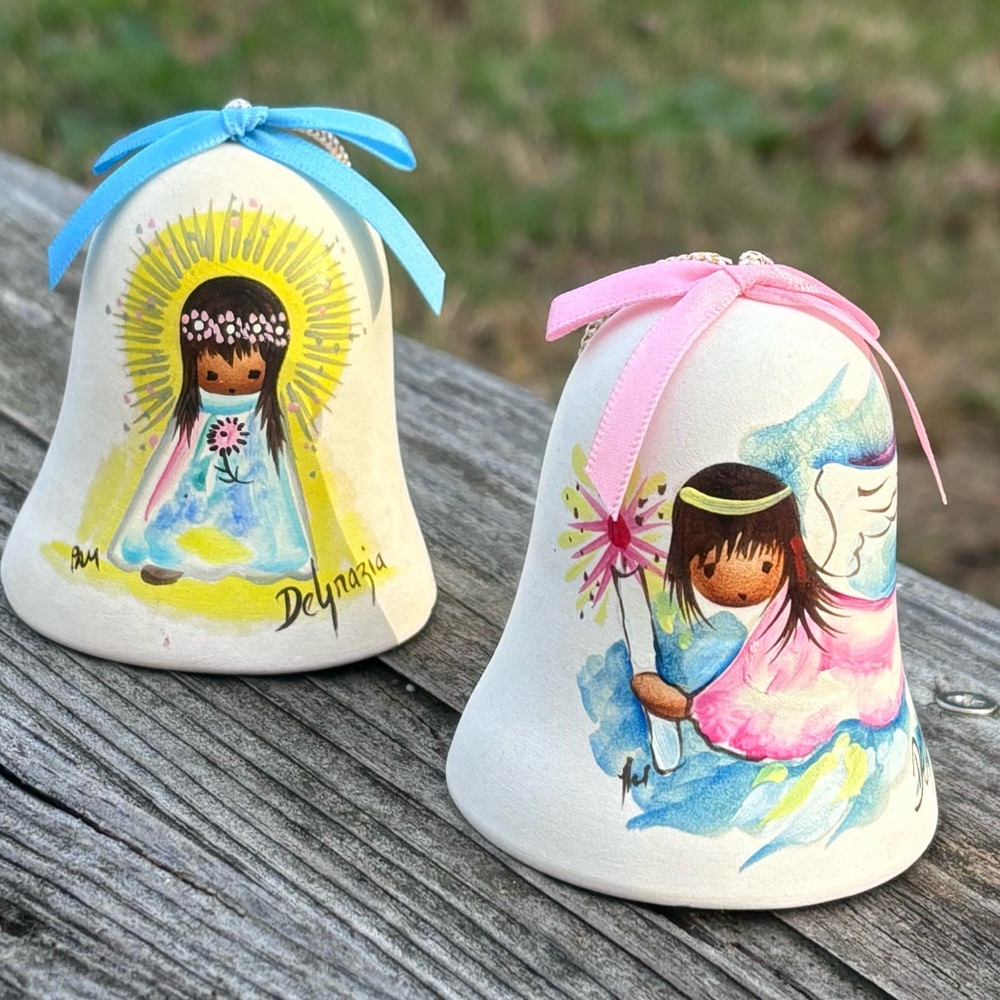 Sweet Pair of Vintage DeGrazia  Angel Ornaments!